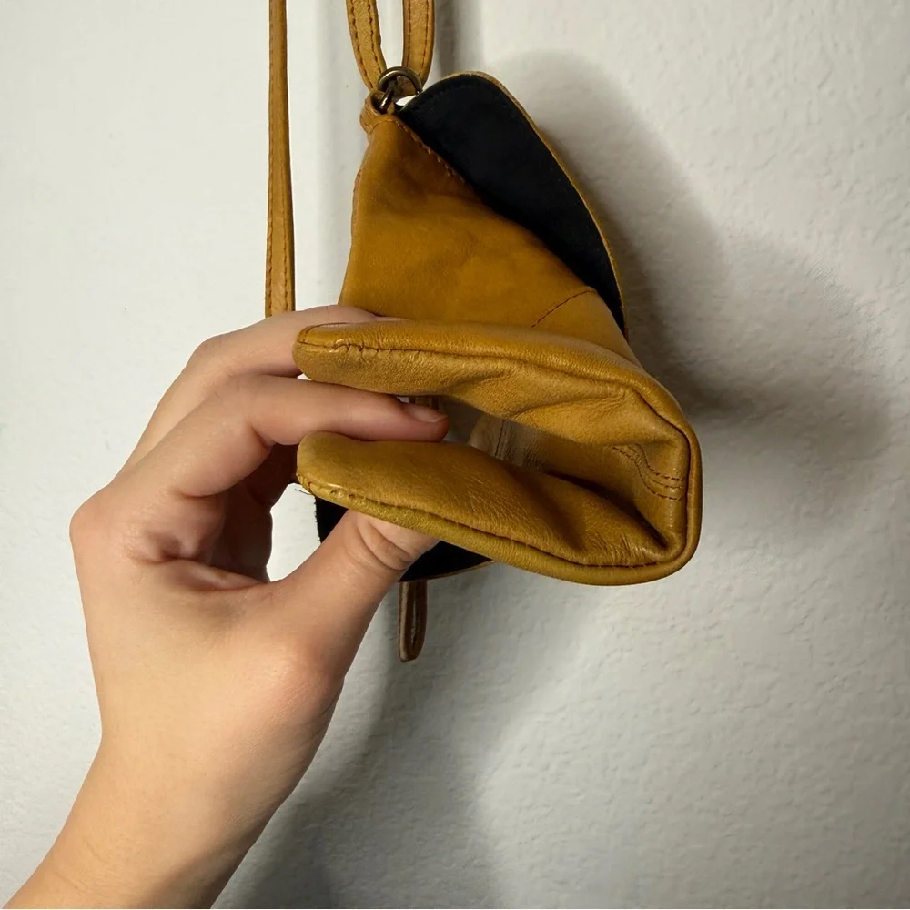 Gusti Leder Studio Yellow Leather Crossbody Bag Distressed Magnetic Closure